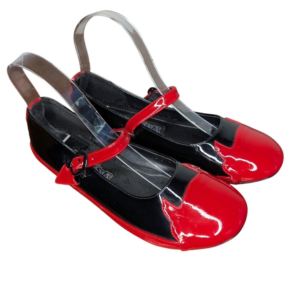 New Funtasma Black & Red Devil Flats With Buckle Costume Shoes Women's Size 7